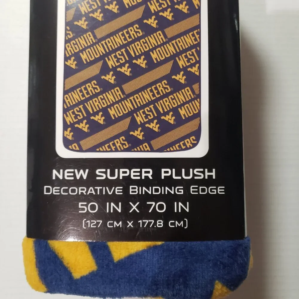 West Virginia Mountaineers WVU Plush Throw with Binding Edge Size 50